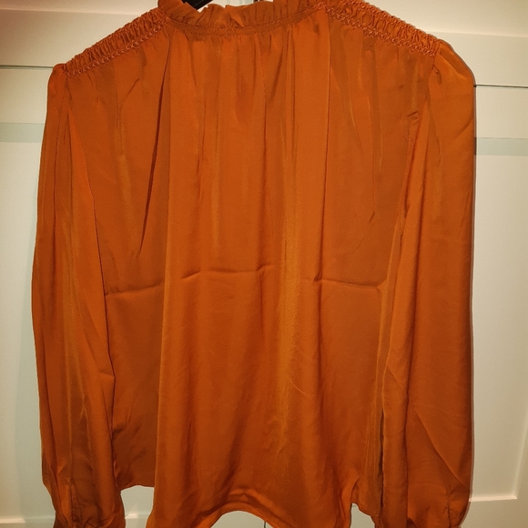 Brand New Burnt Orange Smocked Pie Crust Collar Blouse - Picture 10 of 12